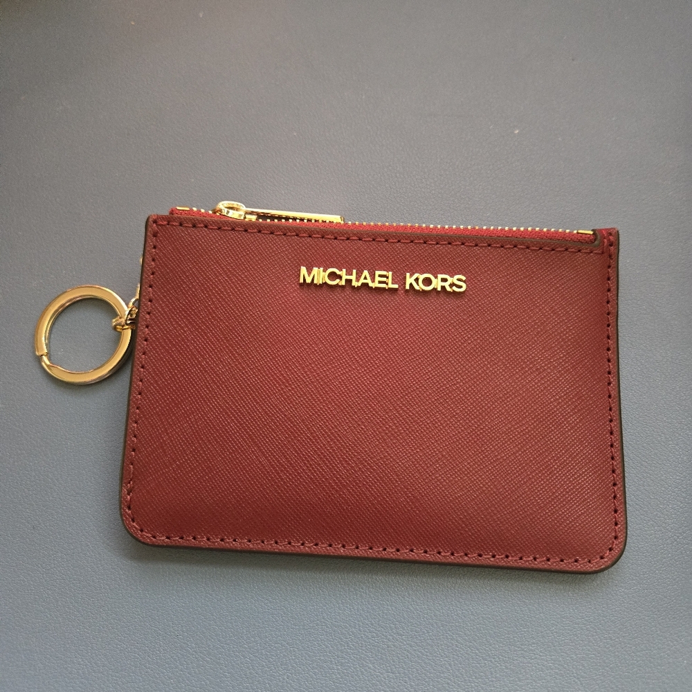 Michael Kors Jet Set Wallet With Key Chain - Wine Colored